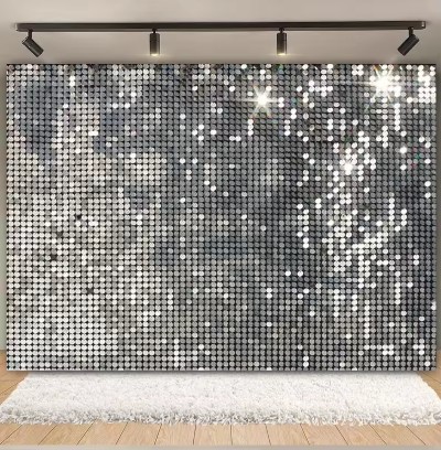 Achtergronddoek Zilver Glitter