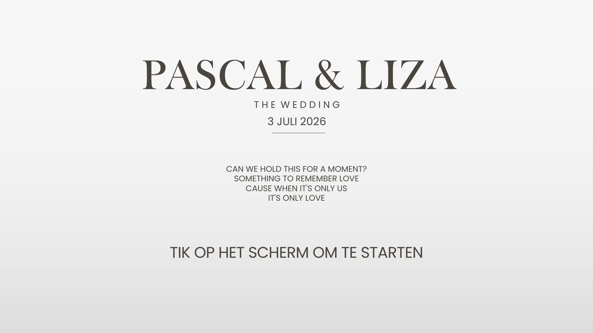 Photobooth Startscherm Pascal en Liza